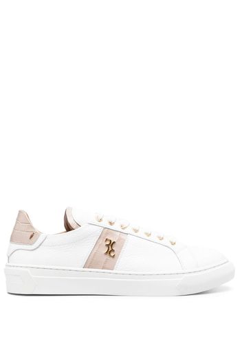 Billionaire logo-embellished leather sneakers - Bianco