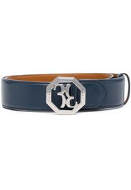 Billionaire logo-buckle leather belt - Blu