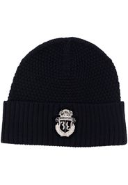 Billionaire logo-patch ribbed merino beanie - Blu