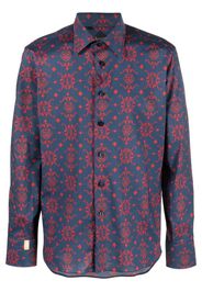 Billionaire abstract pattern print cotton shirt - Blu