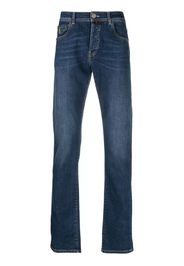 Billionaire logo-patch straight-leg jeans - Blu