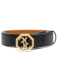 Billionaire logo-buckle leather belt - Nero