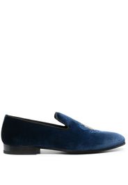 Billionaire crest-motif velvet loafers - Blu