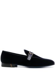 Billionaire logo-plaque velvet loafers - Blu