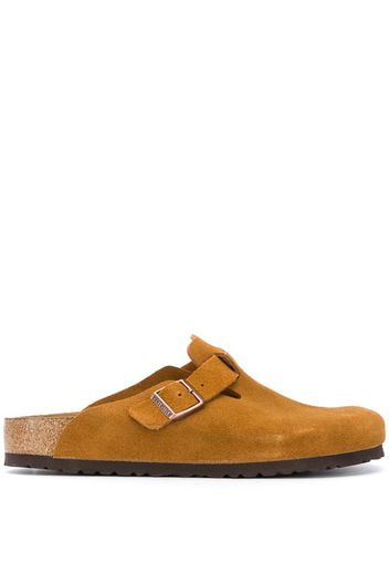 suede buckle slippers