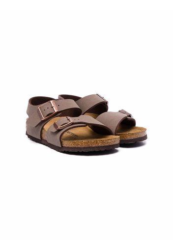 Birkenstock Kids buckle-fastening leather sandals - Marrone