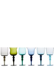 six differently shaped wine glasses