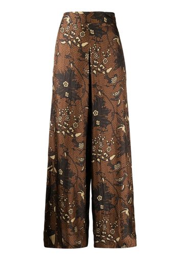 Biyan floral-print silk palazzo pants - Marrone