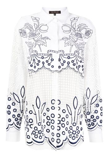 Biyan floral-embroidered long-sleeve shirt - Bianco