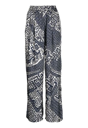 Biyan straight-leg graphic-print trousers - Blu