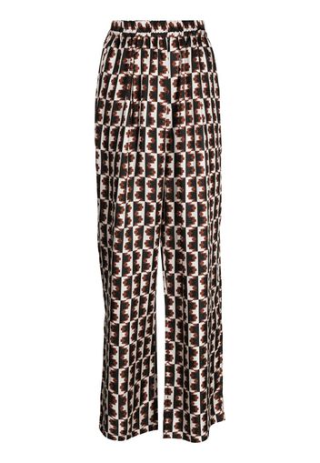 Biyan straight-leg graphic-print trousers - Marrone