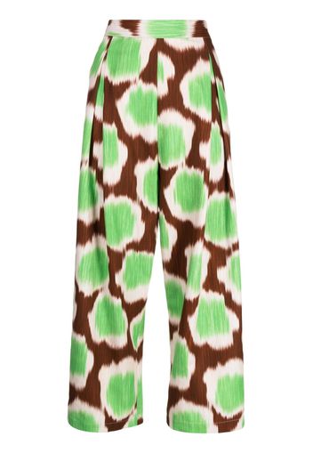 Biyan straight-leg graphic-print trousers - Marrone