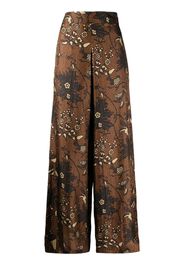 Biyan floral-print silk palazzo pants - Marrone