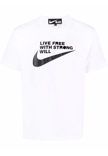 Black Comme Des Garçons Swoosh-print cotton T-shirt - Bianco