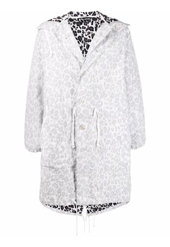 Black Comme Des Garçons hooded button-fastening parka - Bianco