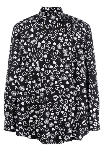 Black Comme Des Garçons heart-print long-sleeve shirt - Nero