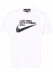 Black Comme Des Garçons Swoosh-print cotton T-shirt - Bianco