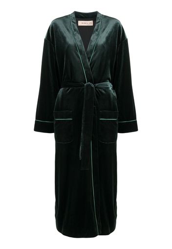 Blanca Vita velvet-effect tied-waist coat - Verde