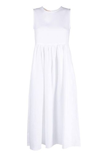 Blanca Vita pleated sleeveless linen midi dress - Bianco