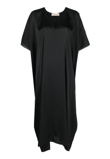 Blanca Vita satin-finish V-neck dress - Nero