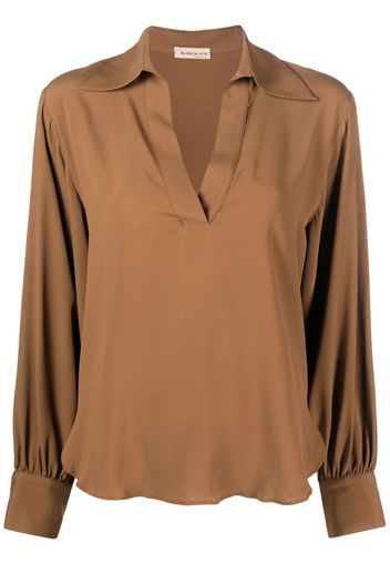 Blanca Vita V-neck draped blouse - Marrone