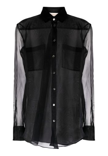 Blanca Vita Capparis semi-sheer silk shirt - Nero