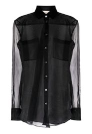 Blanca Vita Capparis semi-sheer silk shirt - Nero