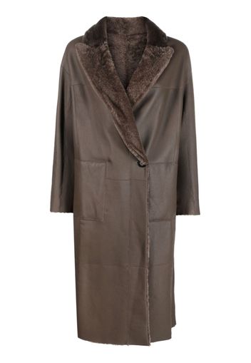 Blancha single-breasted sheepskin coat - Marrone