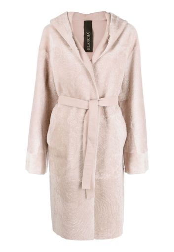 Blancha Cappotto in shearling reversibile con cintura - Rosa