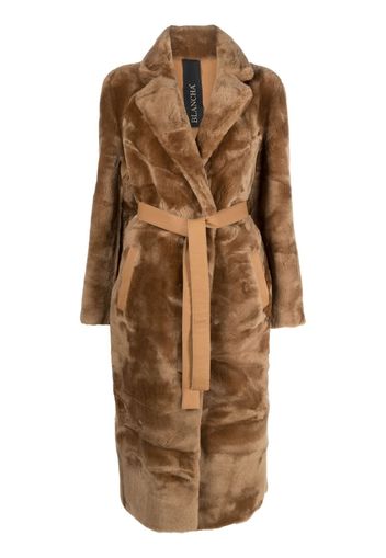 Blancha reversible belted shearling coat - Marrone