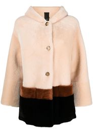 Blancha colour-block hooded fur coat - Nero