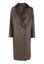 Blancha single-breasted sheepskin coat - Marrone