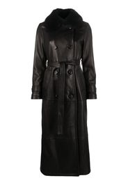 Blancha shearling-collar double-breasted coat - Nero