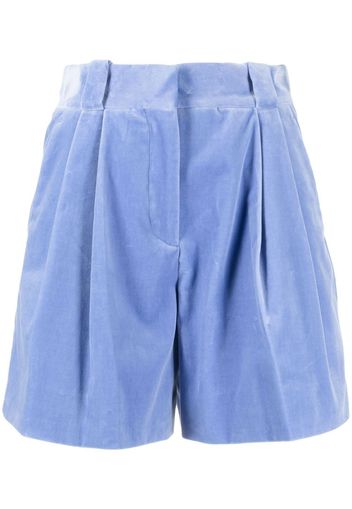 Blazé Milano crushed-velvet pleated shorts - Blu