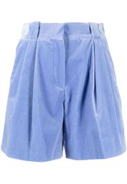 Blazé Milano crushed-velvet pleated shorts - Blu