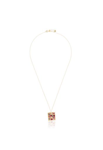 9K yellow gold rose garden pendant necklace