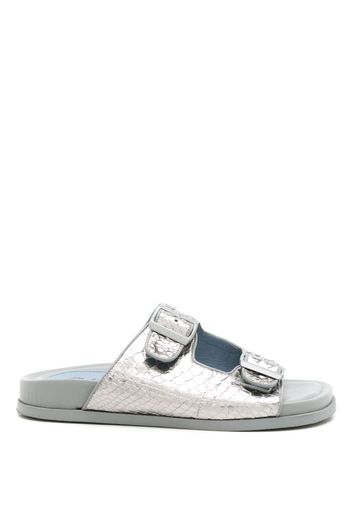 Blue Bird Shoes snakeskin-effect buckled sandals - Argento