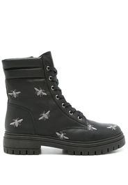 Blue Bird Shoes bee-embroidered leather boots - Nero