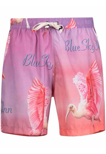 BLUE SKY INN motif-print swim shorts - Rosa
