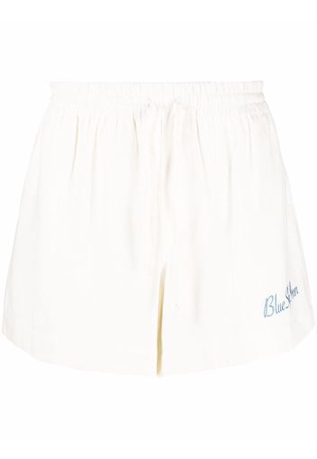 BLUE SKY INN embroidered logo track shorts - Bianco