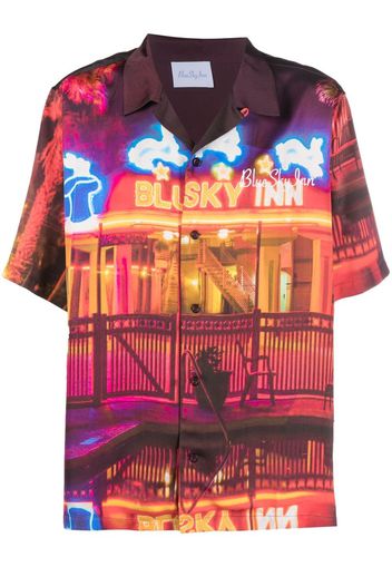 BLUE SKY INN graphic-print satin shirt - Viola