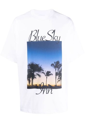 BLUE SKY INN palm tree-print cotton T-shirt - Bianco