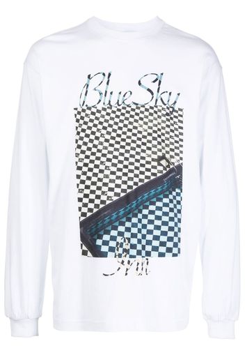 BLUE SKY INN logo-print long-sleeve T-shirt - Bianco