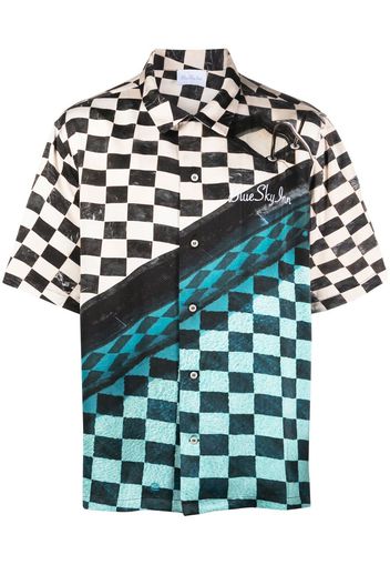 BLUE SKY INN embroidered-logo checked shirt - Nero