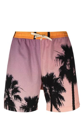 BLUE SKY INN palm tree-print swim shorts - Arancione