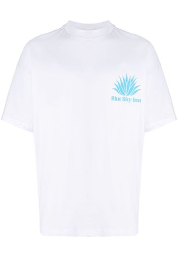 BLUE SKY INN embroidered-logo cotton T-shirt - Bianco