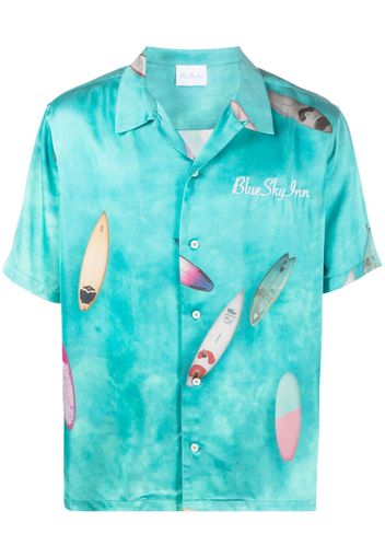 BLUE SKY INN logo-embroidered notched-collar shirt