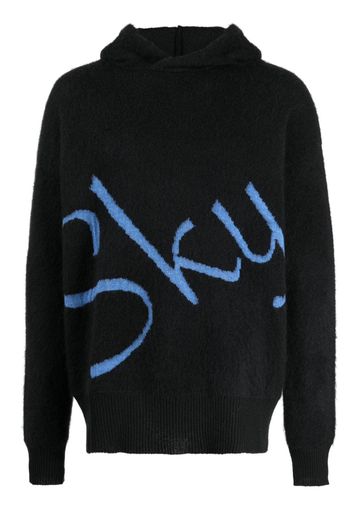 BLUE SKY INN logo-jacquard knitted hoodie - Nero