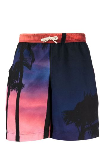 BLUE SKY INN palm-tree print shorts