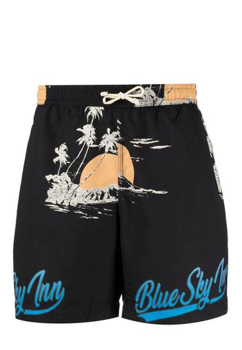 BLUE SKY INN palm-tree print swim shorts - Nero